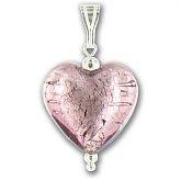 Murano Light Amethyst Silver Lined Medium Heart Pendant