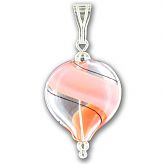 Hand Blown Pink Swirl Black Stripe Heart Pendant