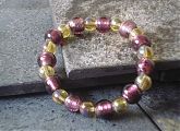 Amethyst Purple Foil Yellow Bubble Stretch Bracelet 