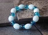 Capri Blue and Pale Blue Spots Stretch Bracelet 