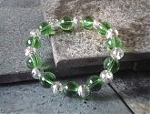 Green Clear Silver Swirl Stretch Bracelet