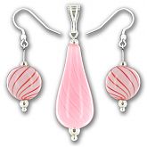 Pink Candy Stripe Hand Blown Glass Drop Set 