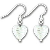 Murano Aqua Spiral Silver Lined Heart Earrings