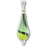 Hand Blown Green, Yellow & Black Drop Pendant