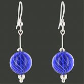 Hand Blown Blue Candy Stripe Ball Earrings