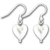 Murano Clear Silver Lined Heart Earrings