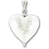 Murano Clear Silver Lined Large Heart Pendant