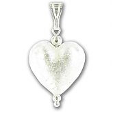 Murano Clear Silver Lined Medium Heart Pendant