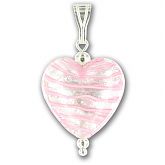 Murano Pink Spiral Silver Lined Medium Heart Pendant