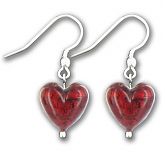 Murano Rubino Gold Lined Heart Earrings