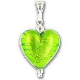 Murano Verde Erba Silver Lined Medium Heart Pendant