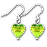 Murano Erba Gold Leaf Band Heart Earrings