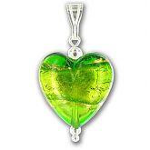 Murano Erba Gold Leaf Band Medium Heart Pendant