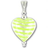 Murano Lime Swirl Silver Lined Medium Heart Pendant