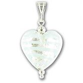 Murano Aqua Spiral Silver Lined Medium Heart Pendant