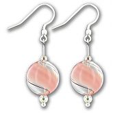 Hand Blown Pink Swirl With Black Stripe Ball Earrings