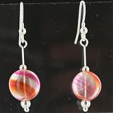Hand Blown Orange Swirl Yellow Stripe Ball Earrings
