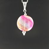 Hand Blown Orange Swirl Yellow Stripe Disk Pendant