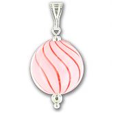 Hand Blown Pink Candy Stripe Disk Pendant