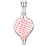 Hand Blown Pink Candy Stripe Heart Pendant