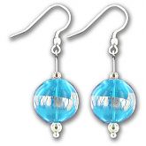 Hand Blown Capri Silver Ball Earrings