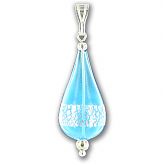 Hand Blown Capri Silver Drop Pendant