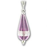 Hand Blown Amethyst Silver Stripe Drop Pendant