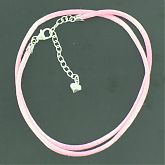 Pink Satin Cord With Sterling Silver Extender Chain
