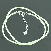 Pale Green Satin Cord With Sterling Silver Extender Chain
