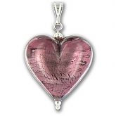 Murano Dark Amethyst Silver Lined Heart Pendant